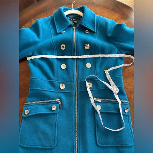 INC International Concepts Women's Coat Teal Full Zip Jacket Half Length Medium - Picture 4 of 8